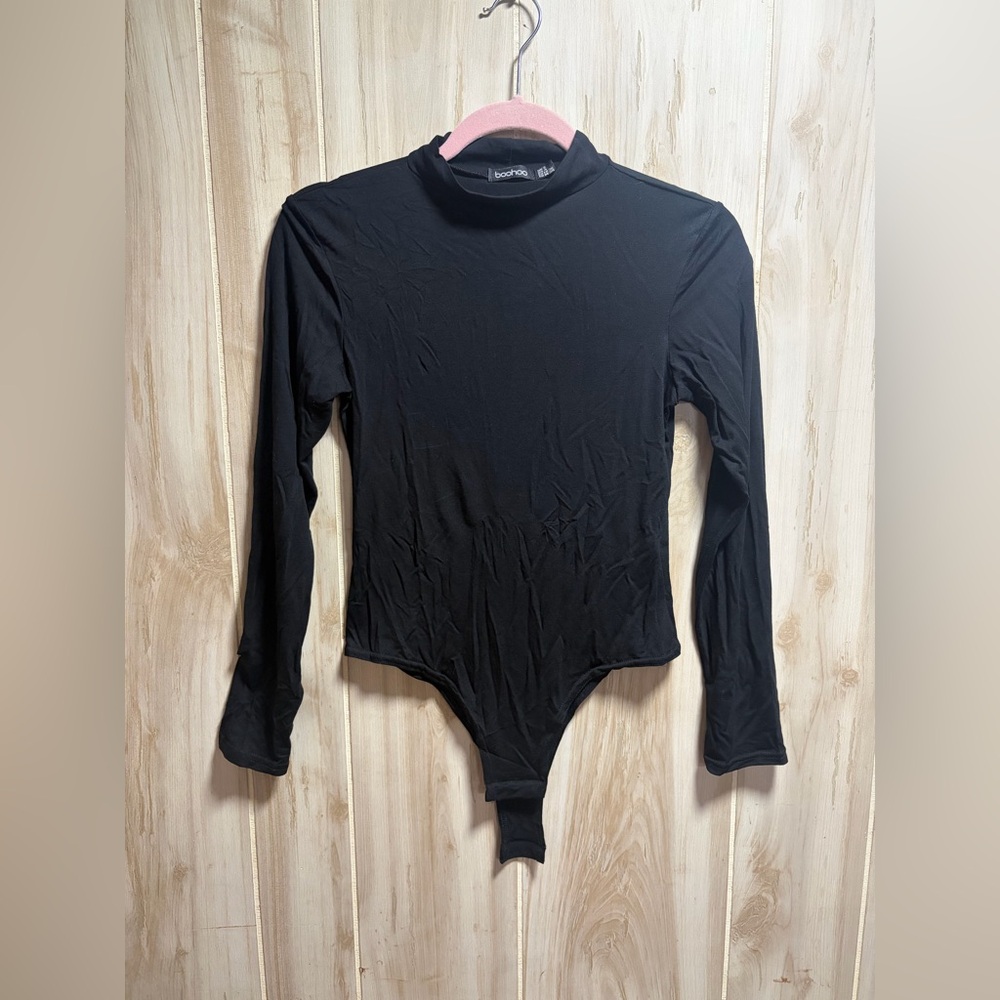 Boohoo Black Long Sleeve Mock Neck Top